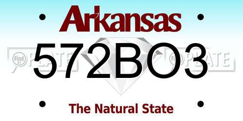 572BO3 Arkansas License Plate