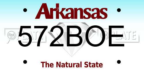 572BOE Arkansas License Plate
