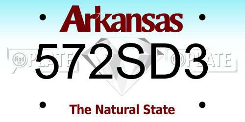 572SD3 Arkansas License Plate