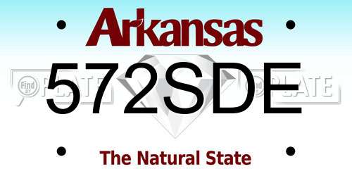 572SDE Arkansas License Plate