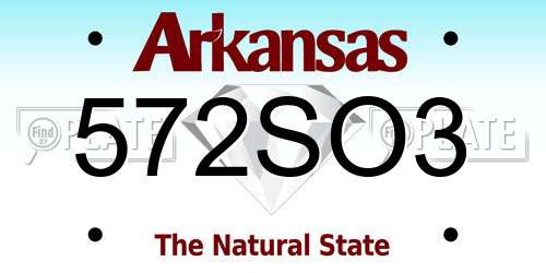 572SO3 Arkansas License Plate