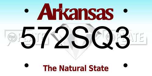 572SQ3 Arkansas License Plate