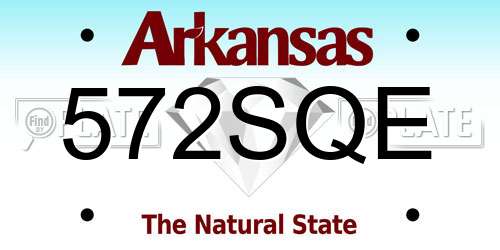 572SQE Arkansas License Plate