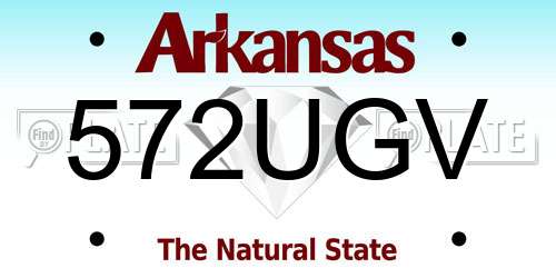 572UGV Arkansas License Plate
