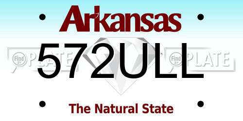 572ULL Arkansas License Plate