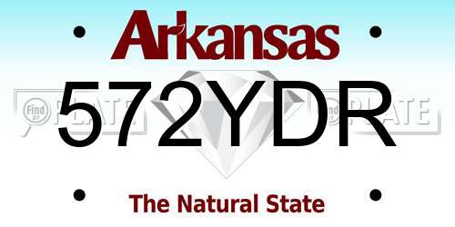 572YDR Arkansas License Plate