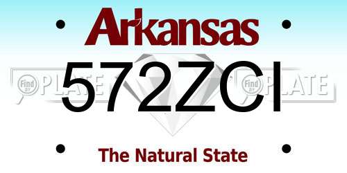 572ZCI Arkansas License Plate