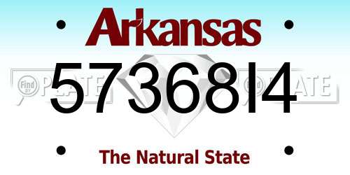 57368I4 Arkansas License Plate