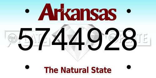 5744928 Arkansas License Plate