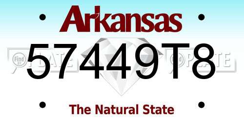 57449T8 Arkansas License Plate