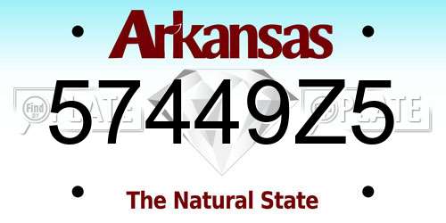 57449Z5 Arkansas License Plate