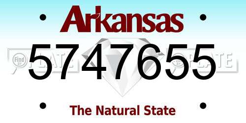 5747655 Arkansas License Plate