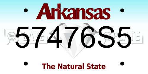 57476S5 Arkansas License Plate