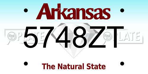5748ZT Arkansas License Plate