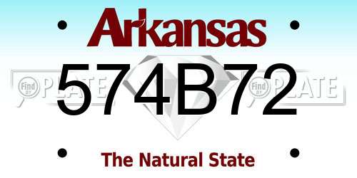 574B72 Arkansas License Plate