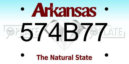 574B77 Arkansas License Plate