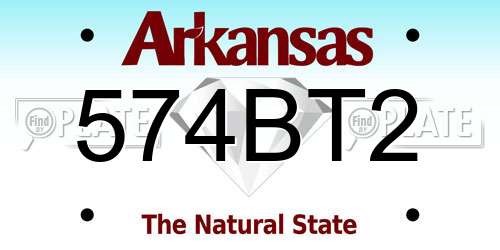 574BT2 Arkansas License Plate