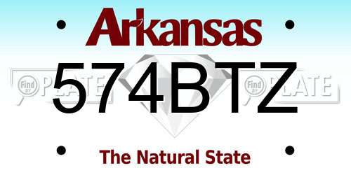 574BTZ Arkansas License Plate