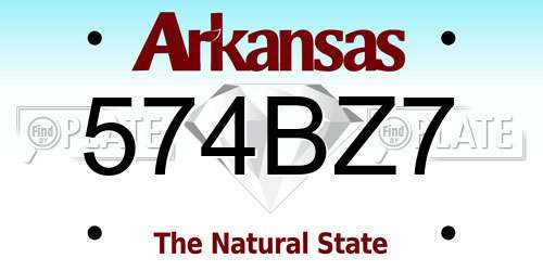 574BZ7 Arkansas License Plate