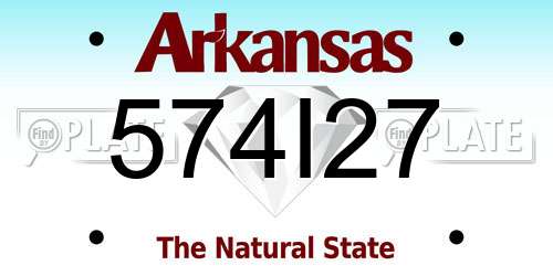 574I27 Arkansas License Plate