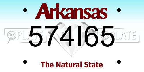 574I65 Arkansas License Plate