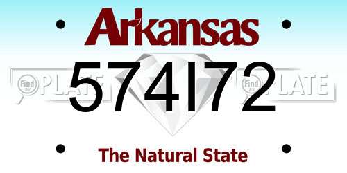 574I72 Arkansas License Plate