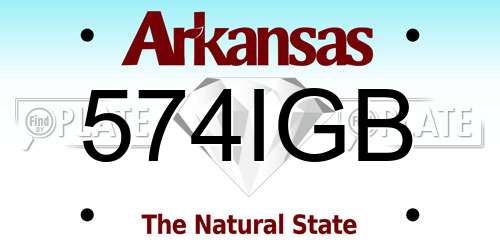 574IGB Arkansas License Plate