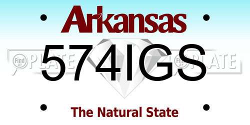574IGS Arkansas License Plate