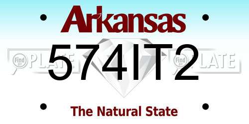 574IT2 Arkansas License Plate