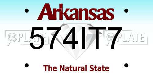574IT7 Arkansas License Plate