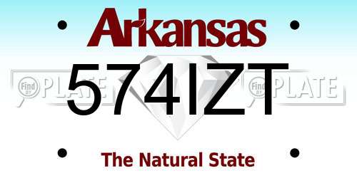 574IZT Arkansas License Plate