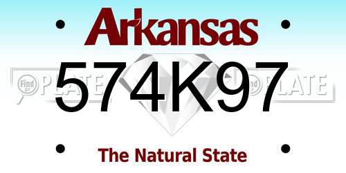 574K97 Arkansas License Plate