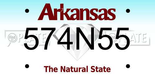 574N55 Arkansas License Plate
