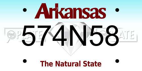 574N58 Arkansas License Plate