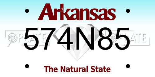 574N85 Arkansas License Plate