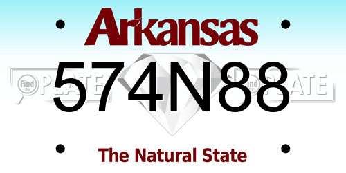 574N88 Arkansas License Plate