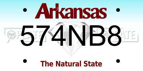 574NB8 Arkansas License Plate