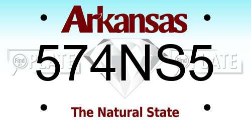 574NS5 Arkansas License Plate