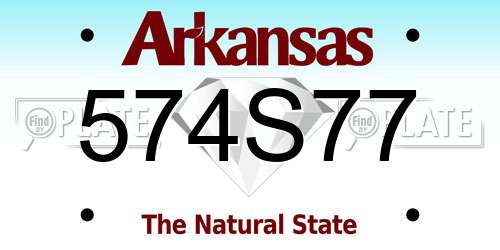574S77 Arkansas License Plate