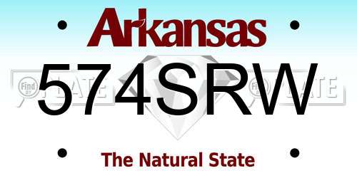574SRW Arkansas License Plate