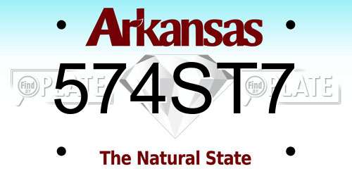 574ST7 Arkansas License Plate