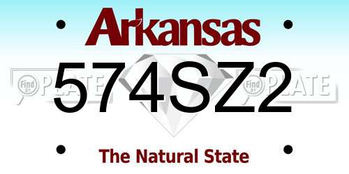 574SZ2 Arkansas License Plate