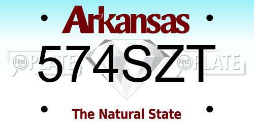 574SZT Arkansas License Plate
