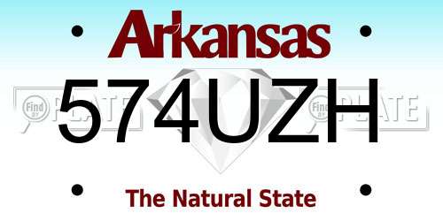574UZH Arkansas License Plate