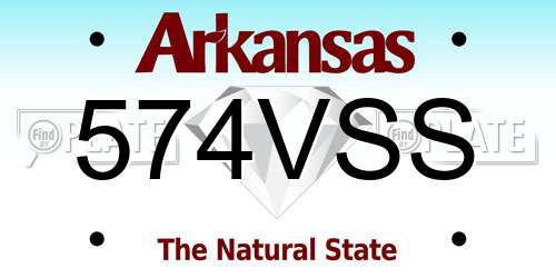 574VSS Arkansas License Plate