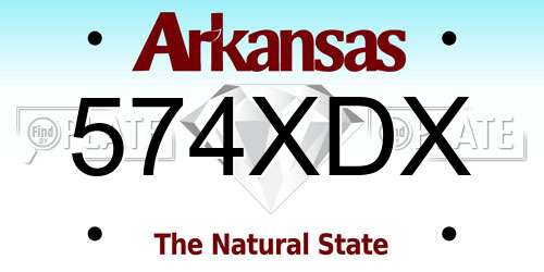 574XDX Arkansas License Plate