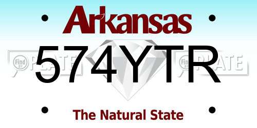 574YTR Arkansas License Plate