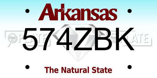 574ZBK Arkansas License Plate