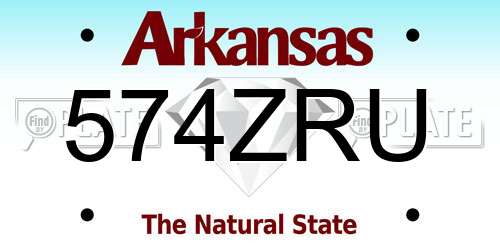 574ZRU Arkansas License Plate