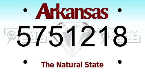 5751218 Arkansas License Plate